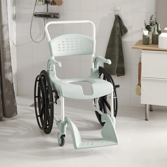 Стілець для душу та туалету Clean 55, із задніми колесами, зелена лагуна НОВИНКА!